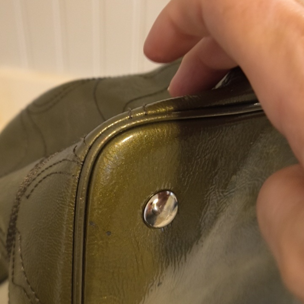 ✨Low Start ✨Coach Olive Green Signature Coated Shoulder Bag - Picture 9 of 11